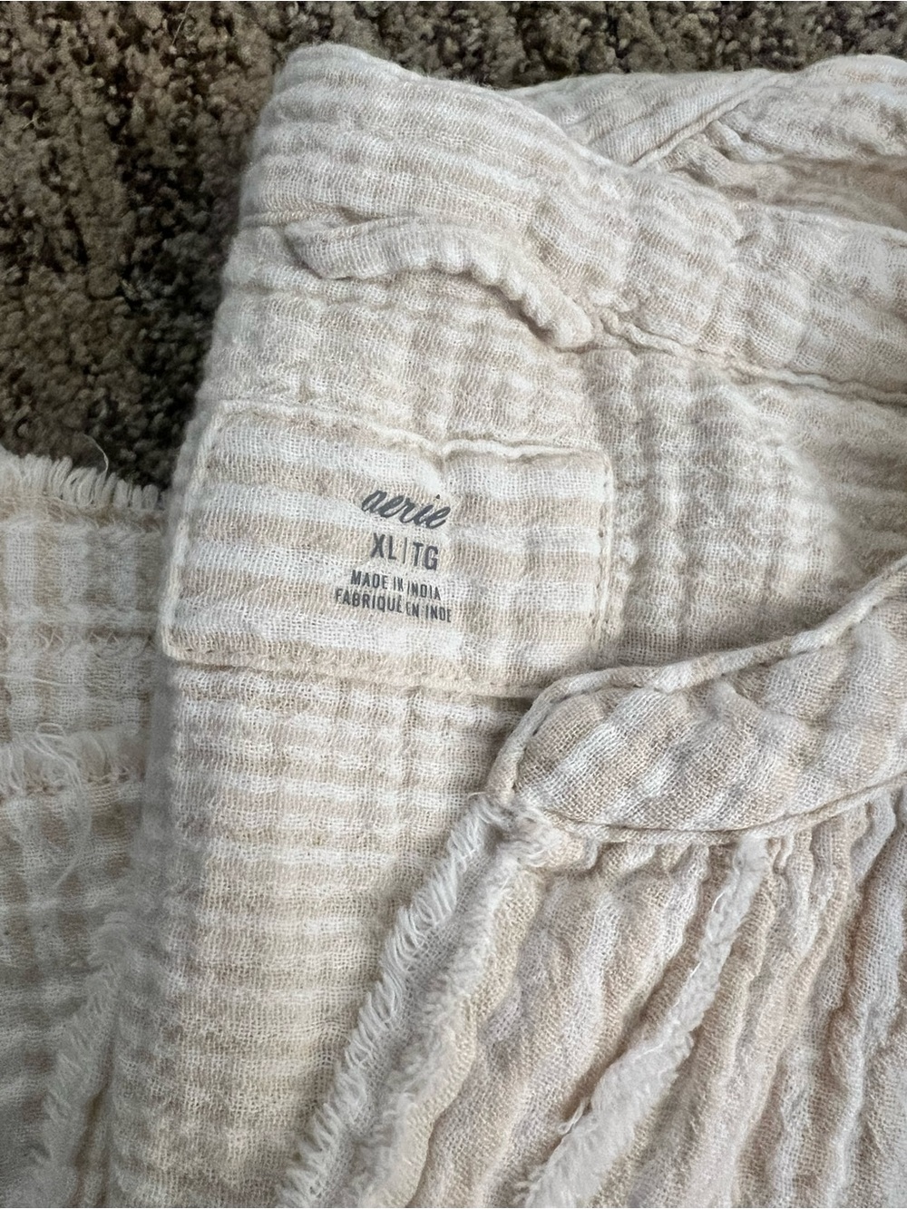 aerie Light Cream 100% Cotton Two-Piece Set - Picture 2 of 15